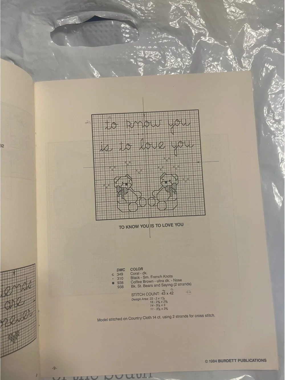 VTG 1994 Love Bears All Things Cross Stitch Pattern Book by Dale Burdett